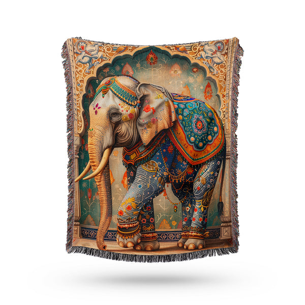 Elephant Gift Blanket. Indian Intricate Elephant Blanket